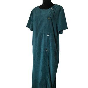 VTG Darian Shift-Type Maxi Dress, Gold Ring Embellishment Hunter Green Size 14